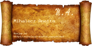 Mihalecz Anetta névjegykártya